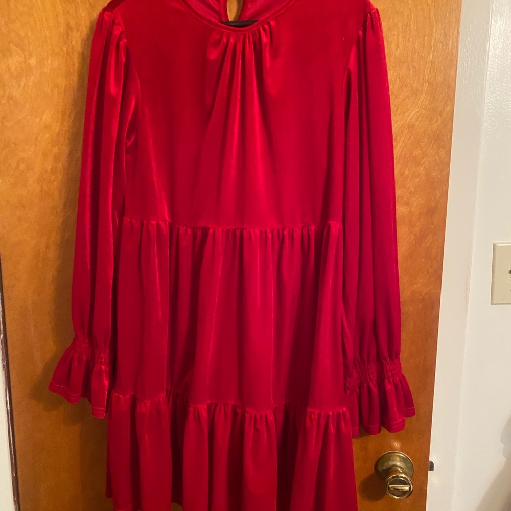 Elegant velvety Red Dress in XL